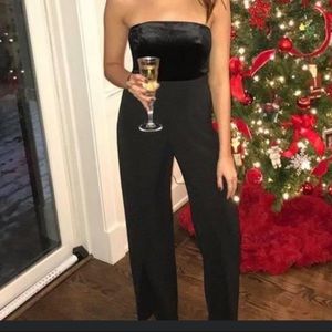 White House Black Market velvet jumpsuit with removable straps, size 0